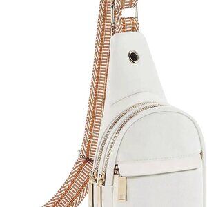 Versatile White Leather Crossbody Bag with Adjustable Strap - Chic Companion